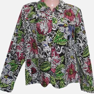 Coldwater Creek Women's Vibrant Color Lightweight Zip Jacket 100% Cotton Size 1X